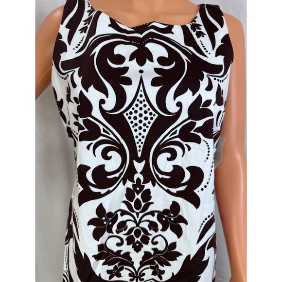 NEW B Smart brown white filagree pattern sleeveless mini‎ business dress Size 10 - Picture 2 of 8